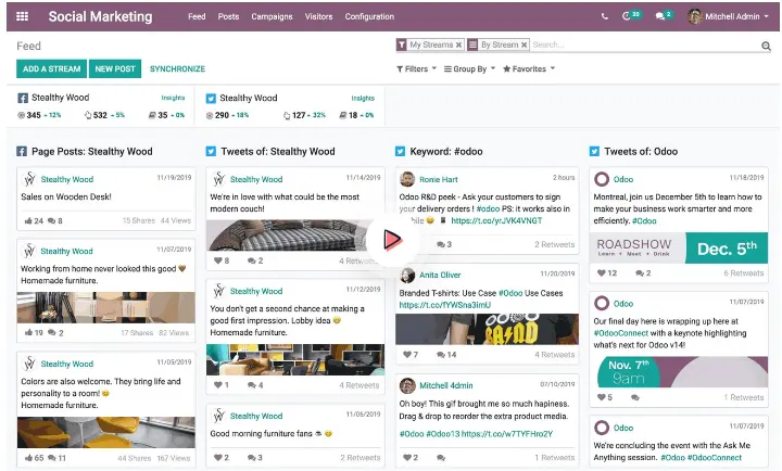 marketing social odoo ERP